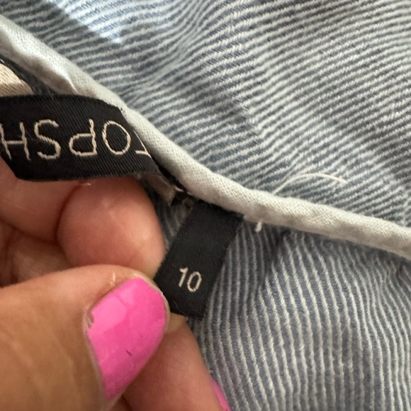 Topshop blue baby doll linen Midi Dress with Button Accents - Picture 4 of 7